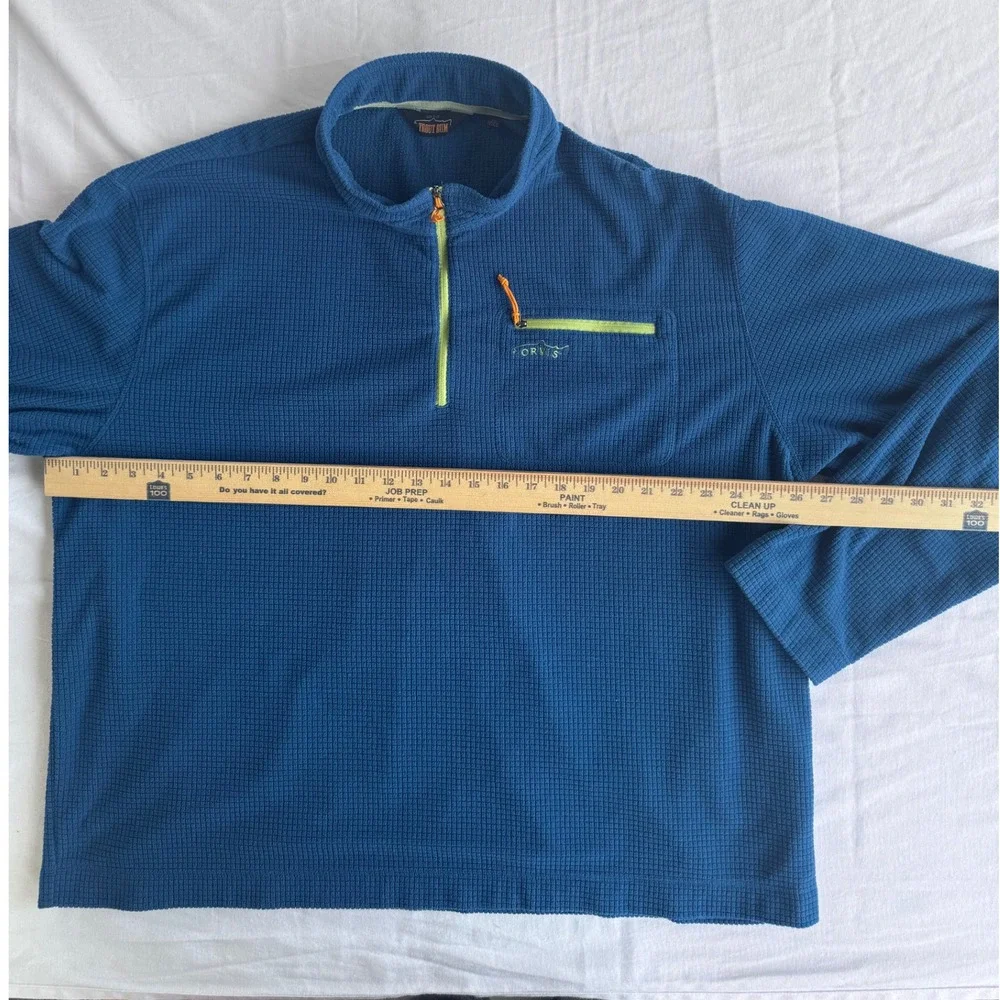 Orvis Trout Bum Fleece Pullover XXL Blue 1/4 Zip Outdoor Gorpcore Dadcore Hiking